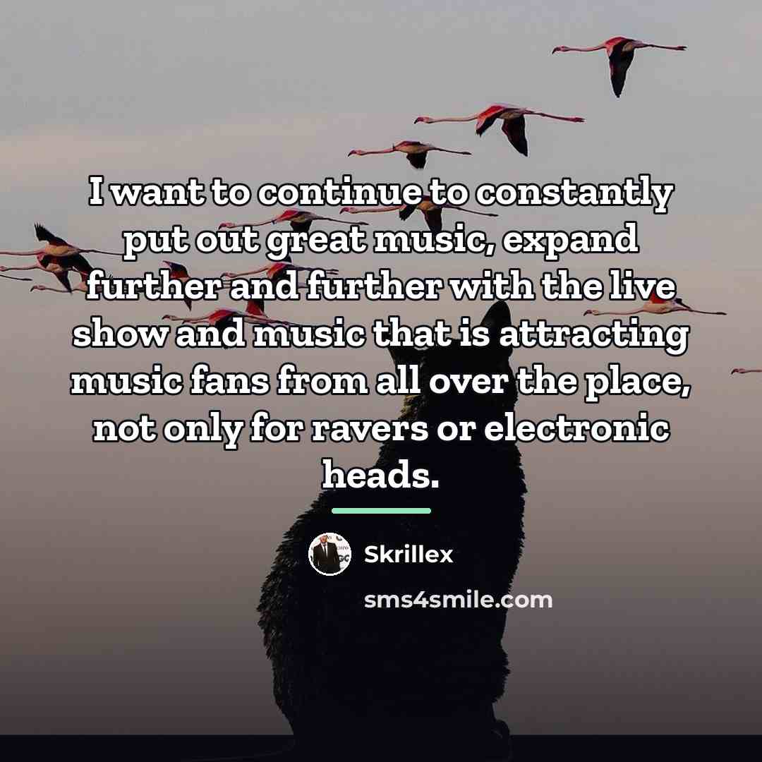 “I want to continue to constantly put out great music,…” quote by Skrillex
