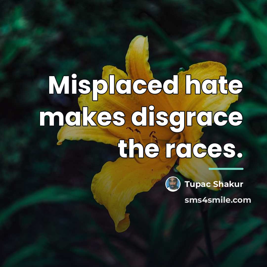 “Misplaced hate makes disgrace the races.…” quote by Tupac Shakur