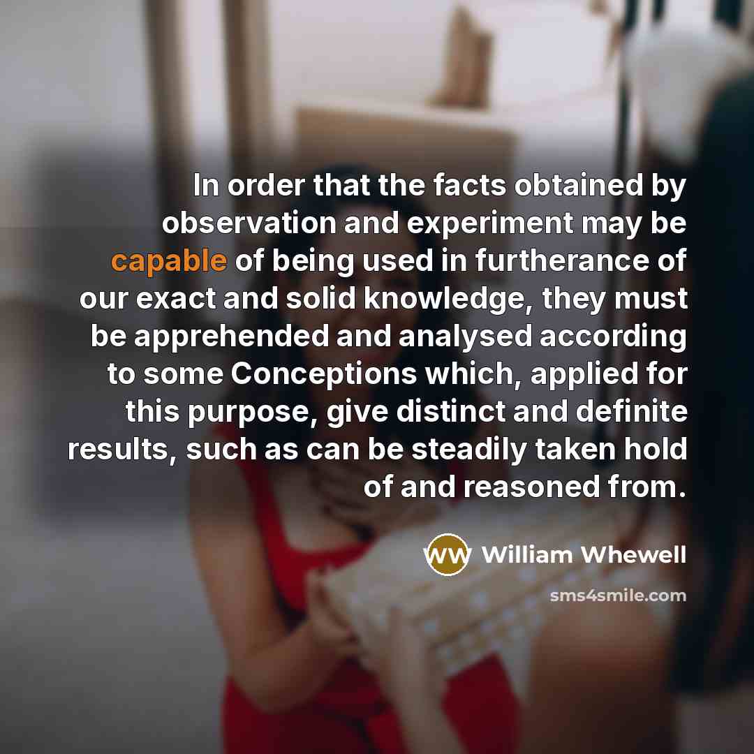 “In order that the facts obtained by observation and experiment…” quote by William Whewell