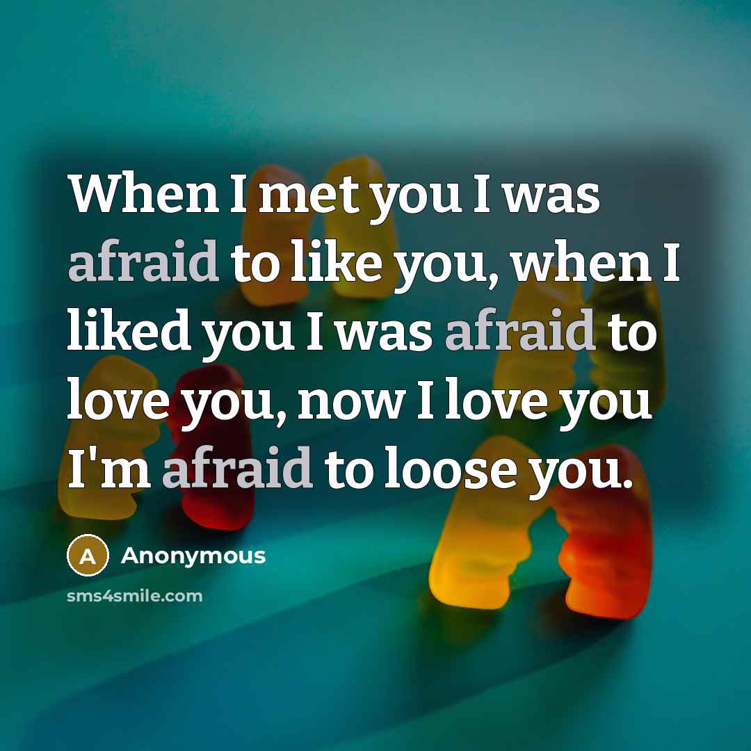 “When I met you I was afraid to like you,…” quote by Anonymous