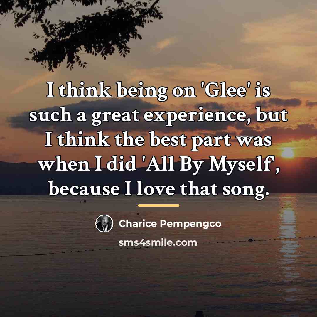 “I think being on 'Glee' is such a great experience,…” quote by Charice Pempengco