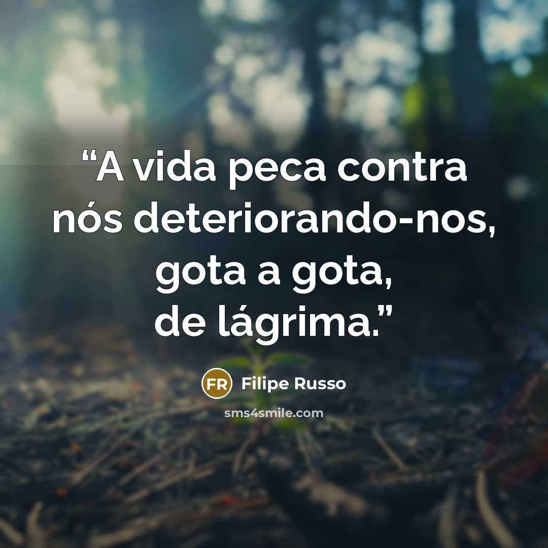 “A vida peca contra nós deteriorando-nos, gota a gota, de lágrima.” quote by Filipe Russo