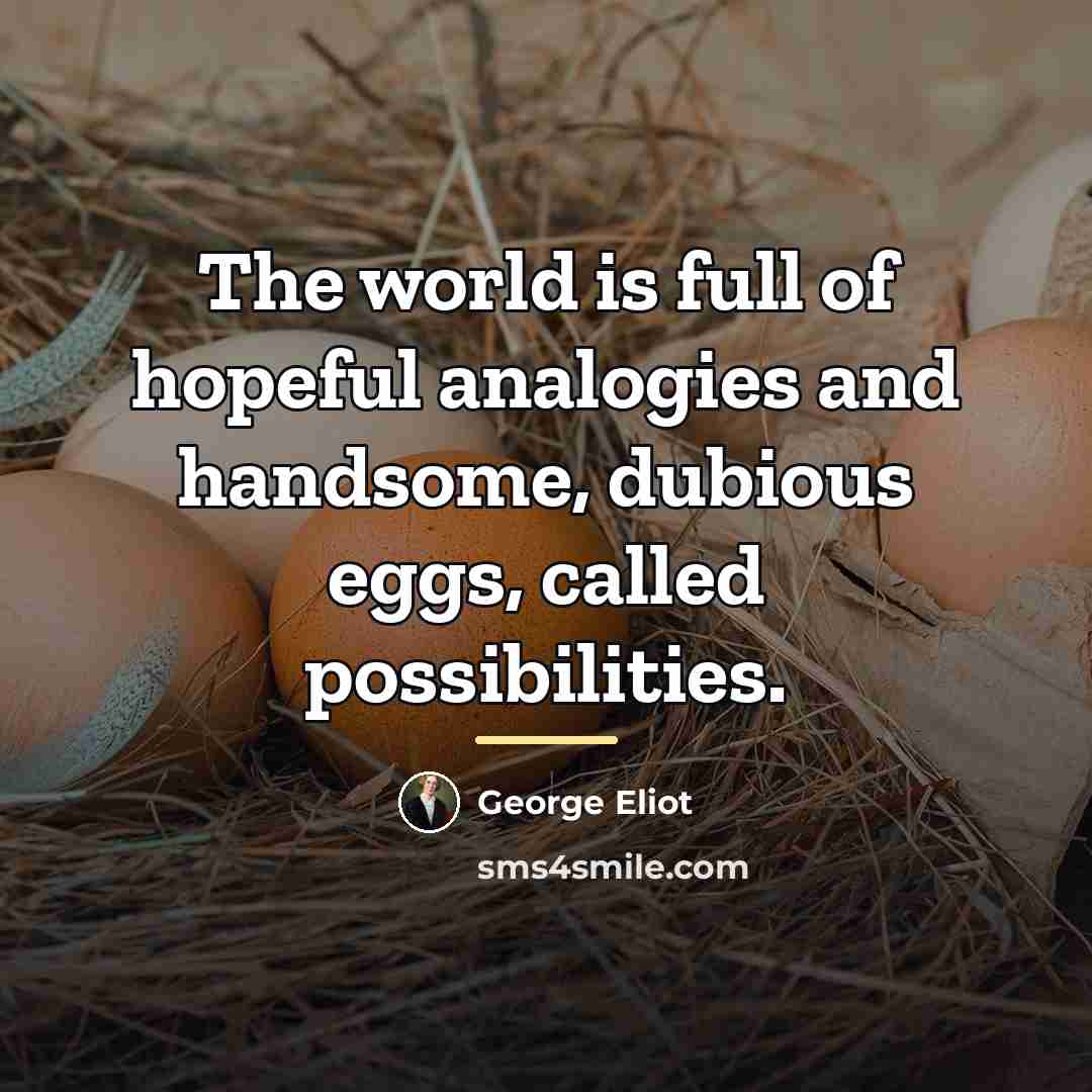 “The world is full of hopeful analogies and handsome, dubious…” quote by George Eliot