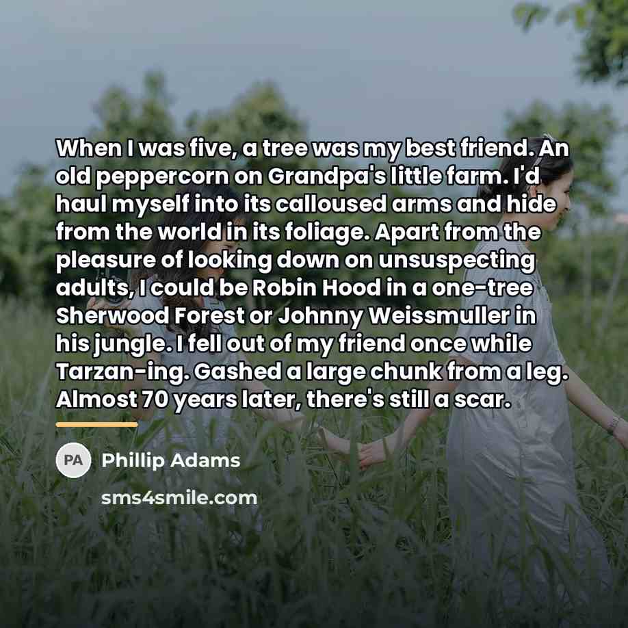 “When I was five, a tree was my best friend.…” quote by Phillip Adams