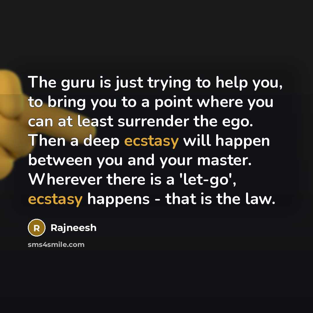 “The guru is just trying to help you, to bring…” quote by Rajneesh