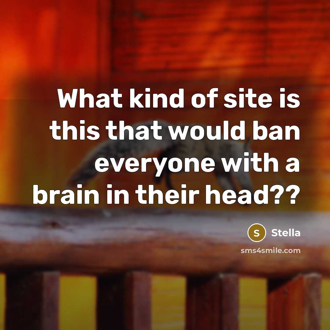 “What kind of site is this that would ban everyone…” quote by Stella