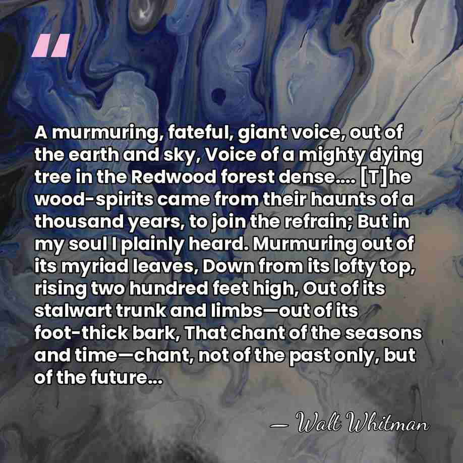 A murmuring, fateful, giant voice, out of the earth and sky, Voice&hellip; - Walt Whitman