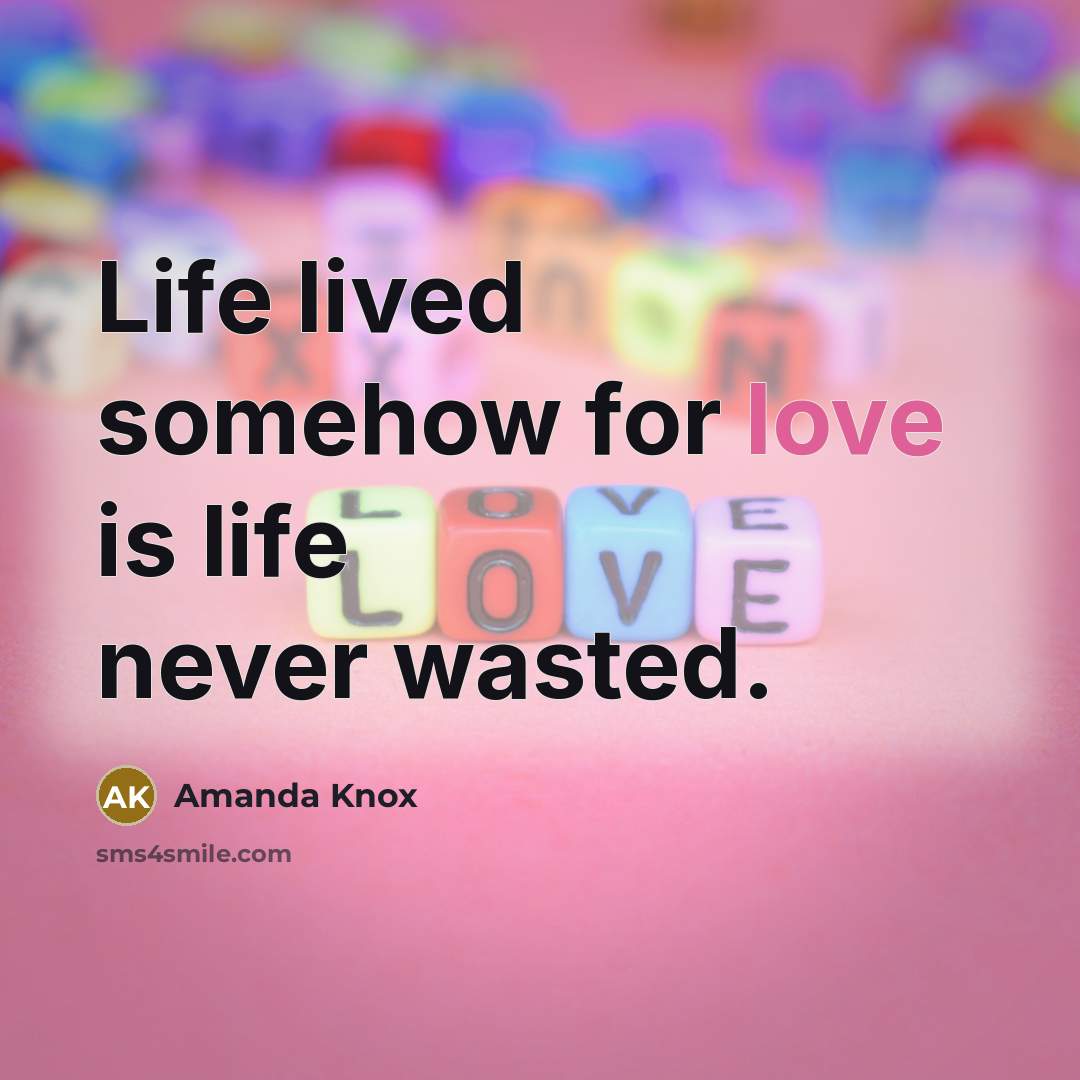 “Life lived somehow for love is life never wasted.…” quote by Amanda Knox