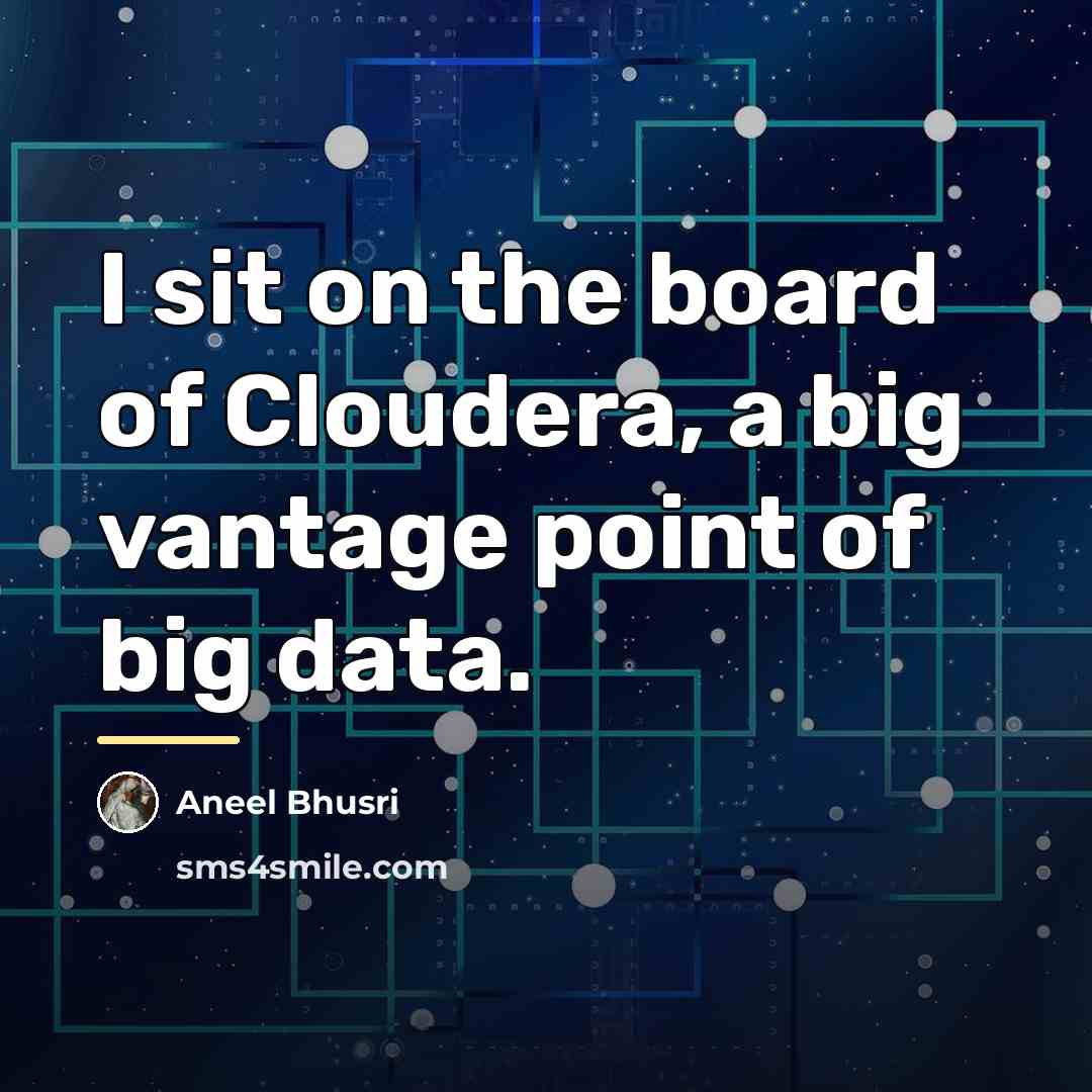 “I sit on the board of Cloudera, a big vantage…” quote by Aneel Bhusri