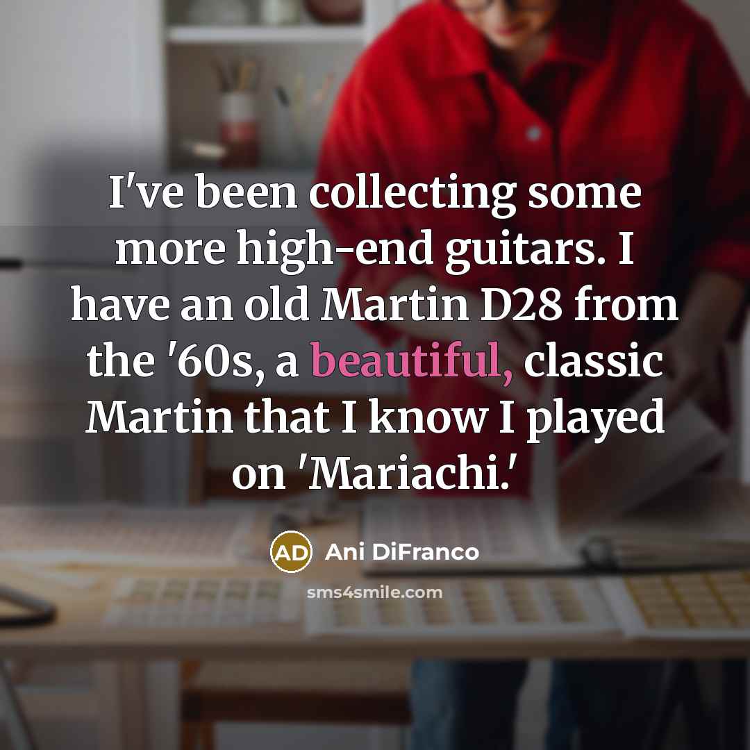 “I've been collecting some more high-end guitars. I have an…” quote by Ani DiFranco