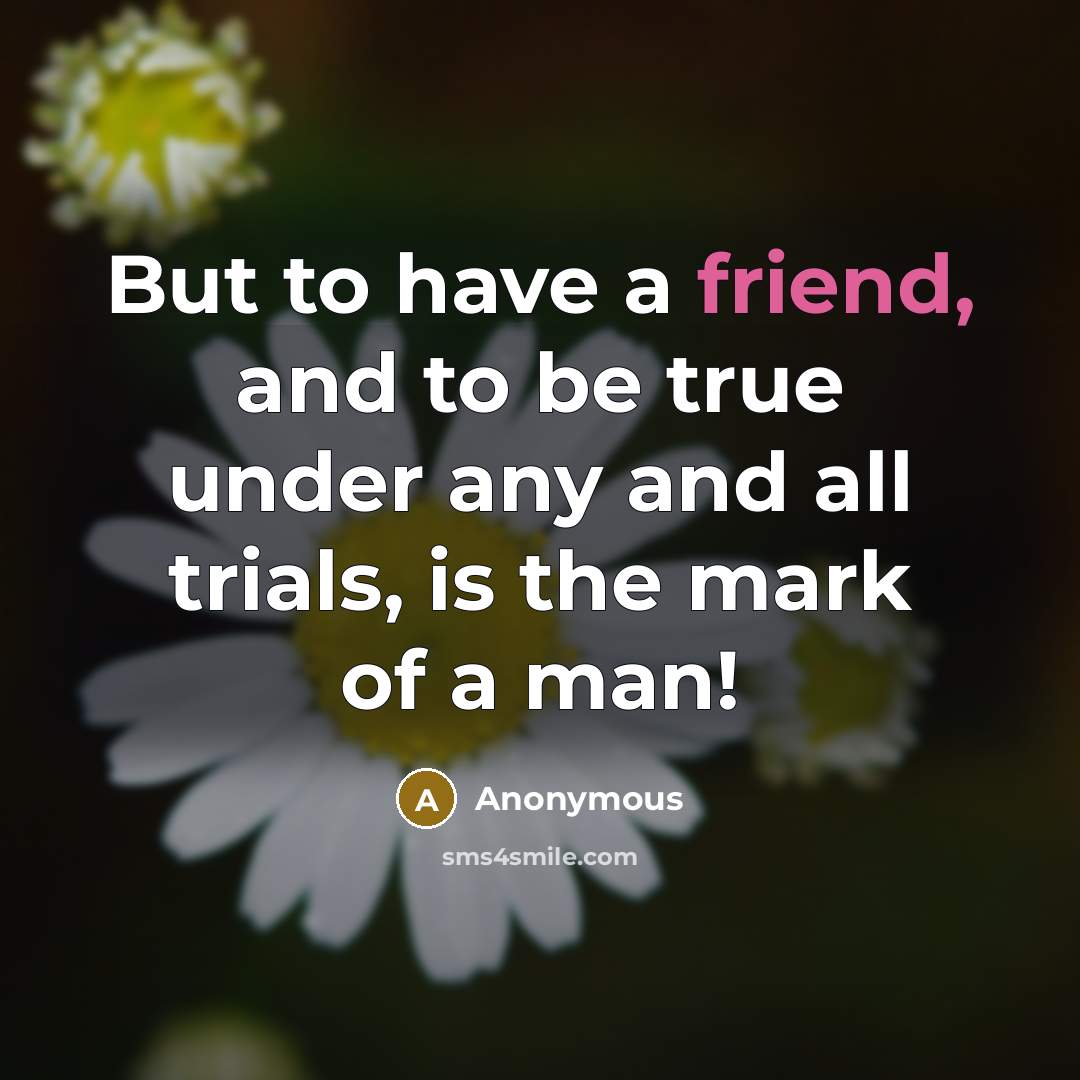 “But to have a friend, and to be true under…” quote by Anonymous