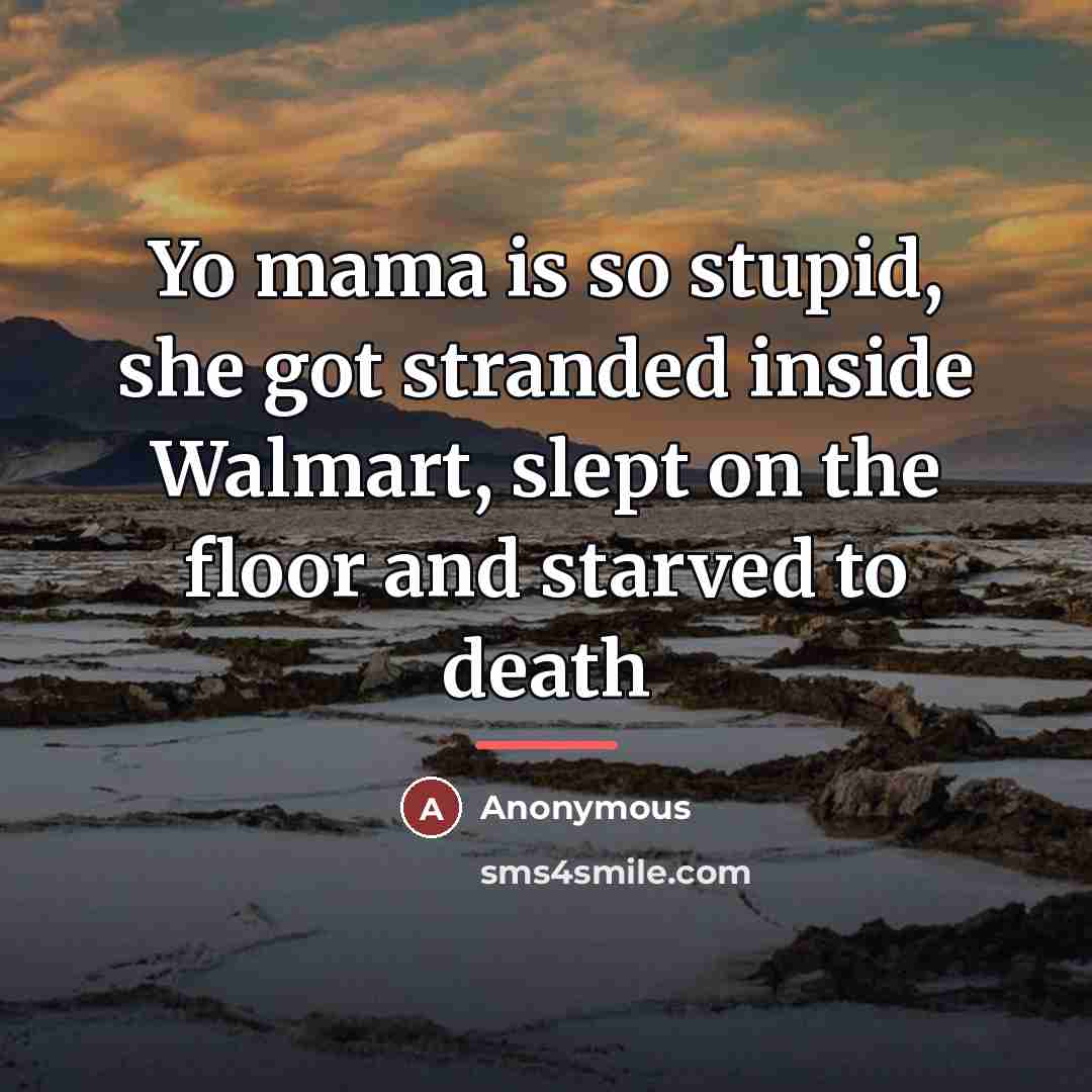 “Yo mama is so stupid, she got stranded inside Walmart,…” quote by Anonymous