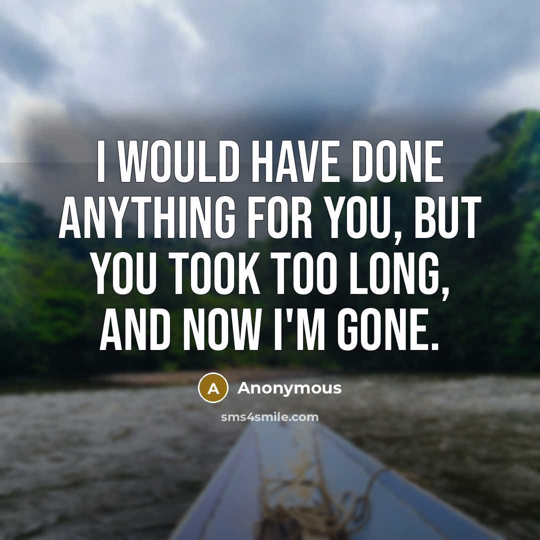 “I would have done anything for you, but you took…” quote by Anonymous