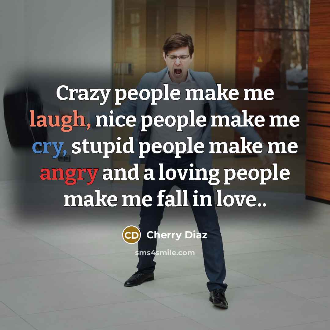 “Crazy people make me laugh, nice people make me cry,…” quote by Cherry Diaz