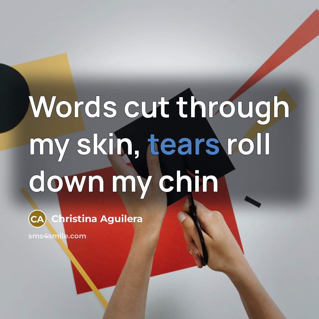 “Words cut through my skin, tears roll down my chin…” quote by Christina Aguilera