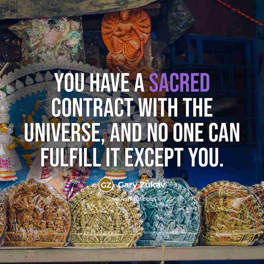 “You have a sacred contract with the Universe, and no one can fulfill it except you.” quote by Gary Zukav