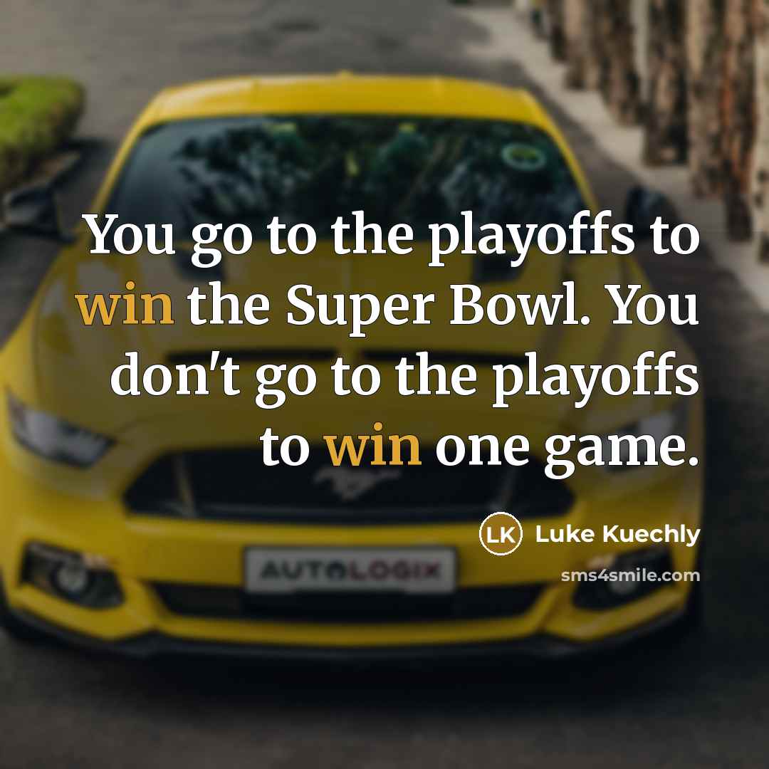 “You go to the playoffs to win the Super Bowl. You don't go to the playoffs to win one game.” quote by Luke Kuechly