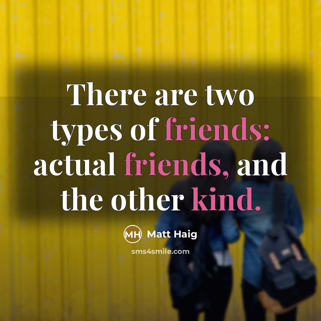 “There are two types of friends: actual friends, and the other kind.” quote by Matt Haig
