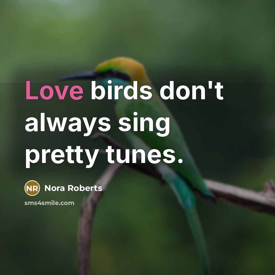 “Love birds don't always sing pretty tunes.…” quote by Nora Roberts