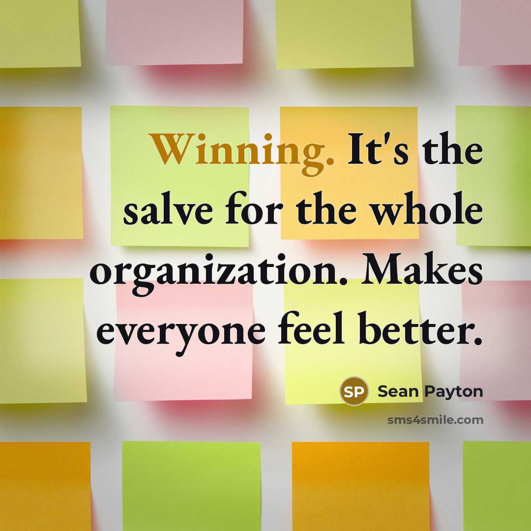 “Winning. It's the salve for the whole organization. Makes everyone…” quote by Sean Payton