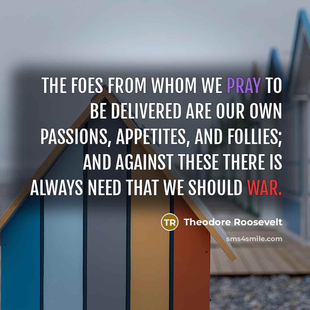 “The foes from whom we pray to be delivered are…” quote by Theodore Roosevelt