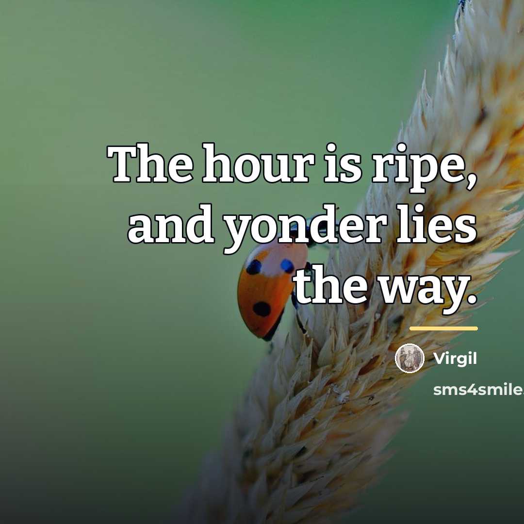 “The hour is ripe, and yonder lies the way.…” quote by Virgil