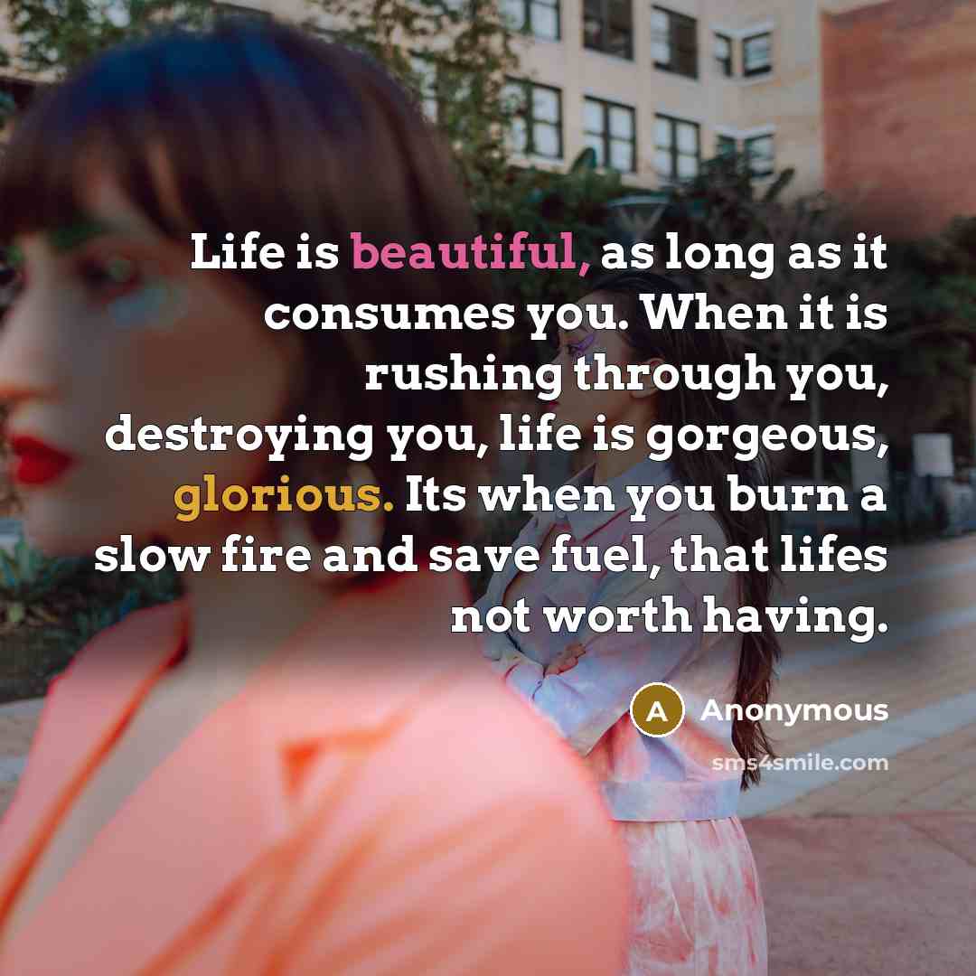 “Life is beautiful, as long as it consumes you. When…” quote by Anonymous