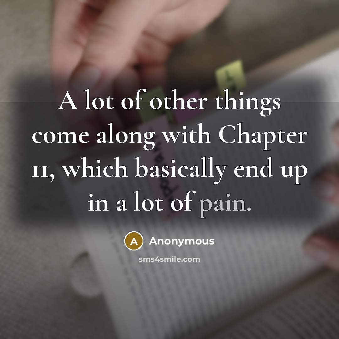 “A lot of other things come along with Chapter 11,…” quote by Anonymous