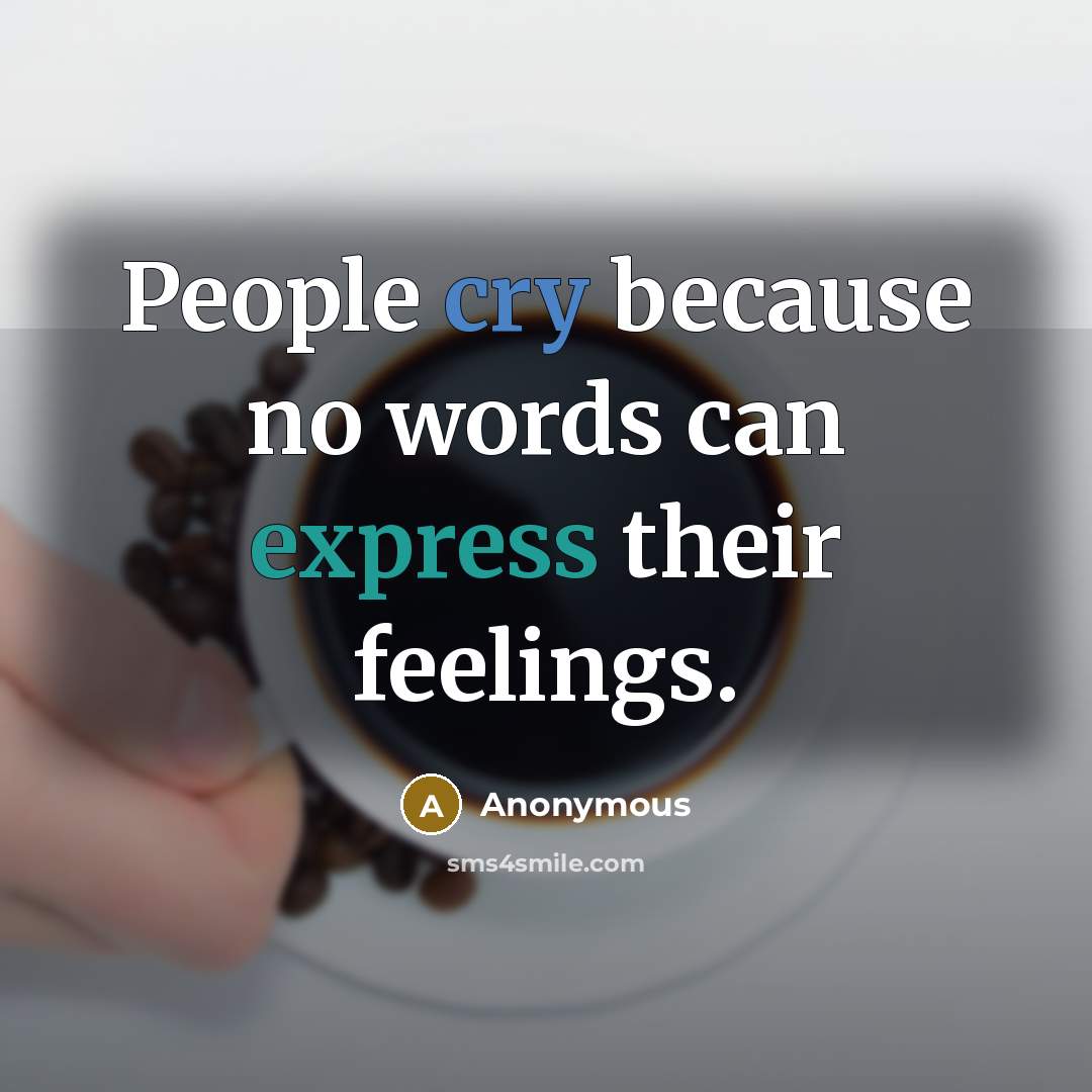 “People cry because no words can express their feelings.” quote by Anonymous
