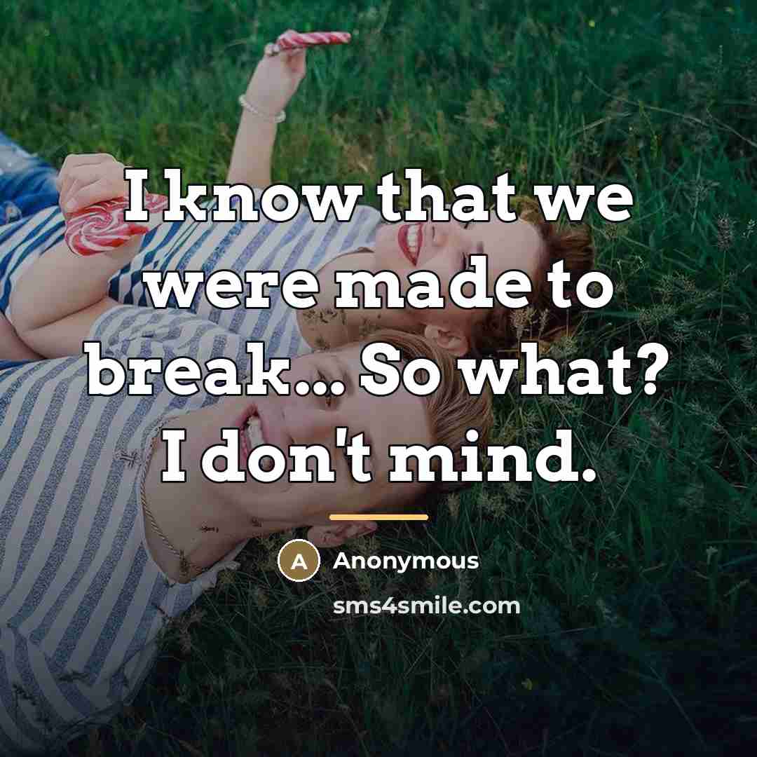 “I know that we were made to break... So what?…” quote by Anonymous