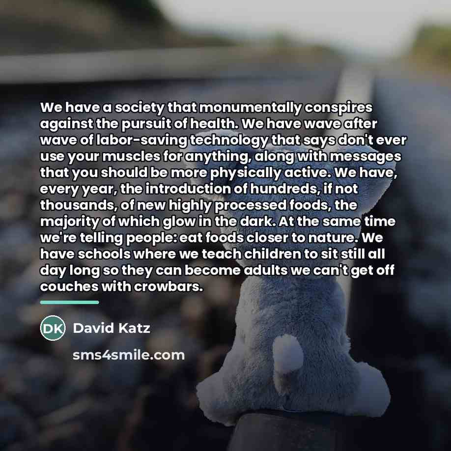 “We have a society that monumentally conspires against the pursuit…” quote by David Katz