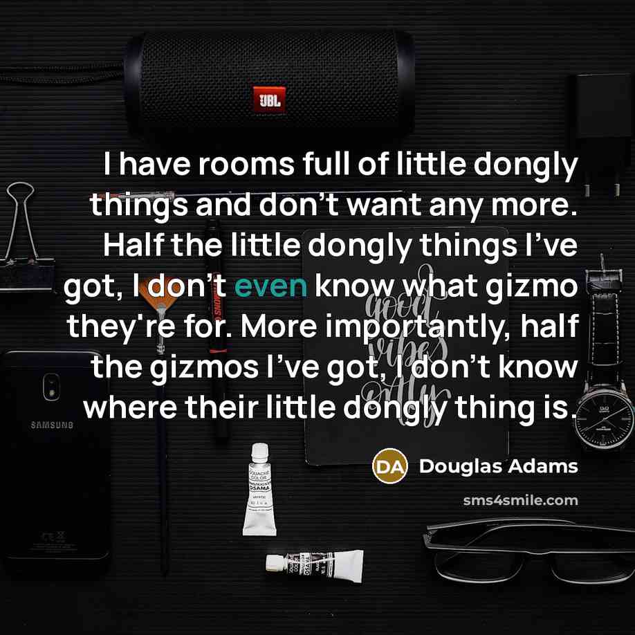 “I have rooms full of little dongly things and don't…” quote by Douglas Adams