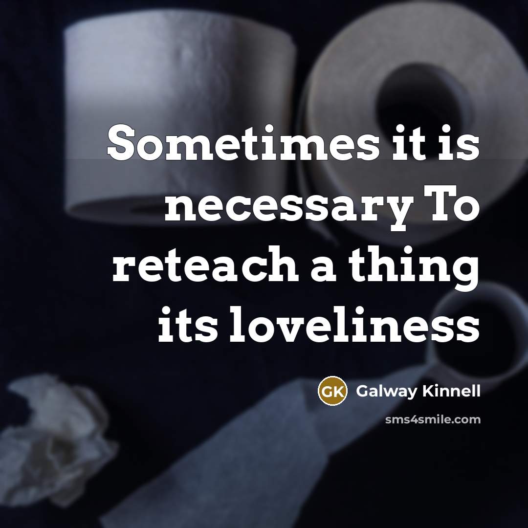 “Sometimes it is necessary To reteach a thing its loveliness…” quote by Galway Kinnell