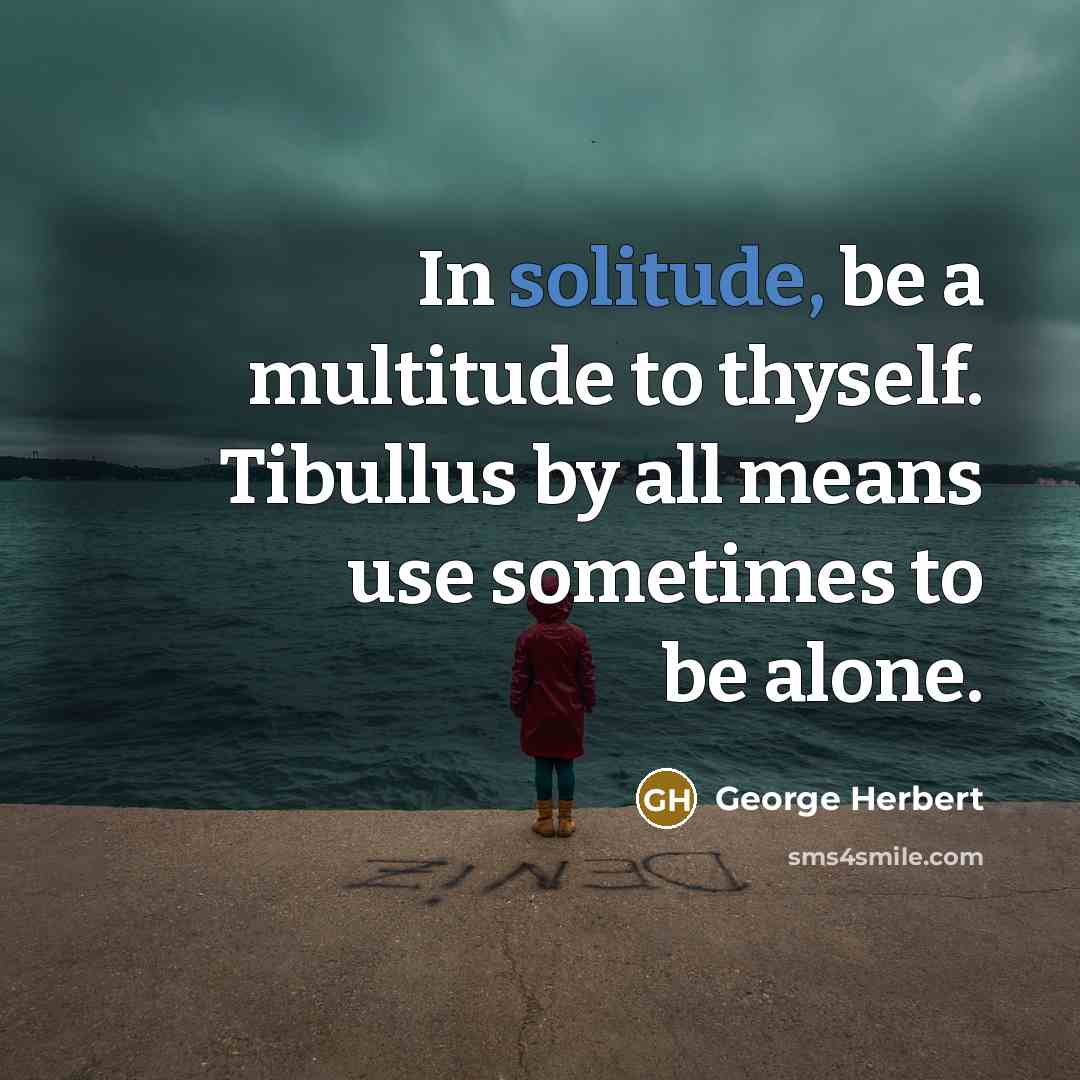 “In solitude, be a multitude to thyself. Tibullus by all…” quote by George Herbert