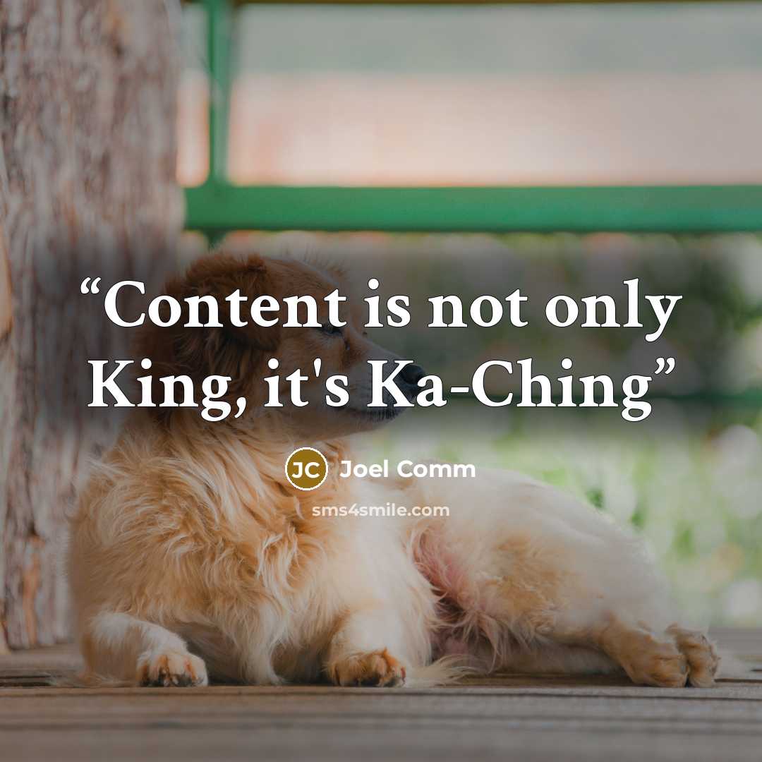 “Content is not only King, it's Ka-Ching” quote by Joel Comm