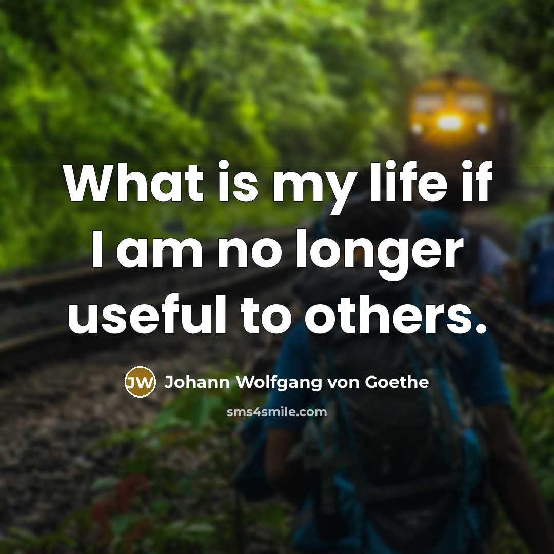“What is my life if I am no longer useful…” quote by Johann Wolfgang von Goethe