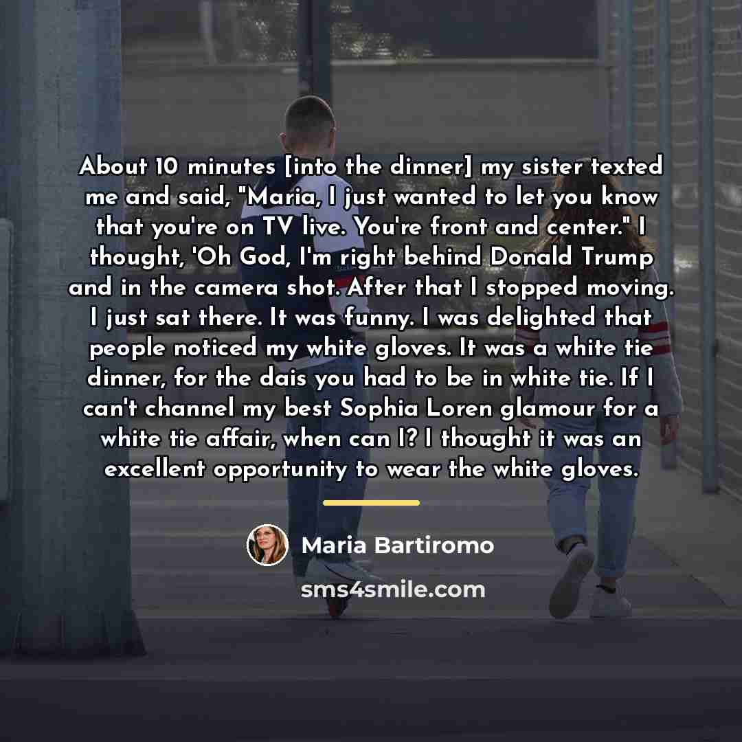 “About 10 minutes [into the dinner] my sister texted me…” quote by Maria Bartiromo