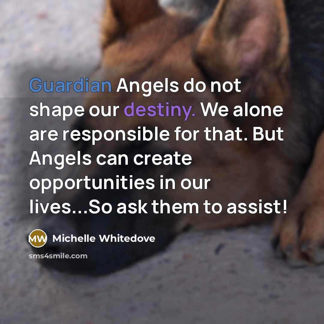 “Guardian Angels do not shape our destiny. We alone are responsible for that. But Angels can create opportunities in our lives...So ask them to assist!” quote by Michelle Whitedove
