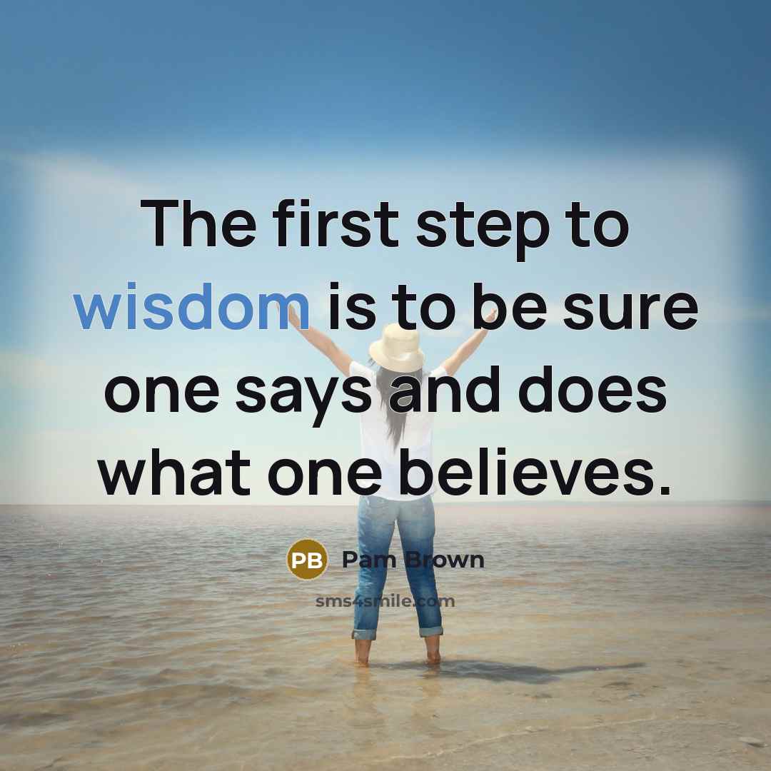 “The first step to wisdom is to be sure one…” quote by Pam Brown