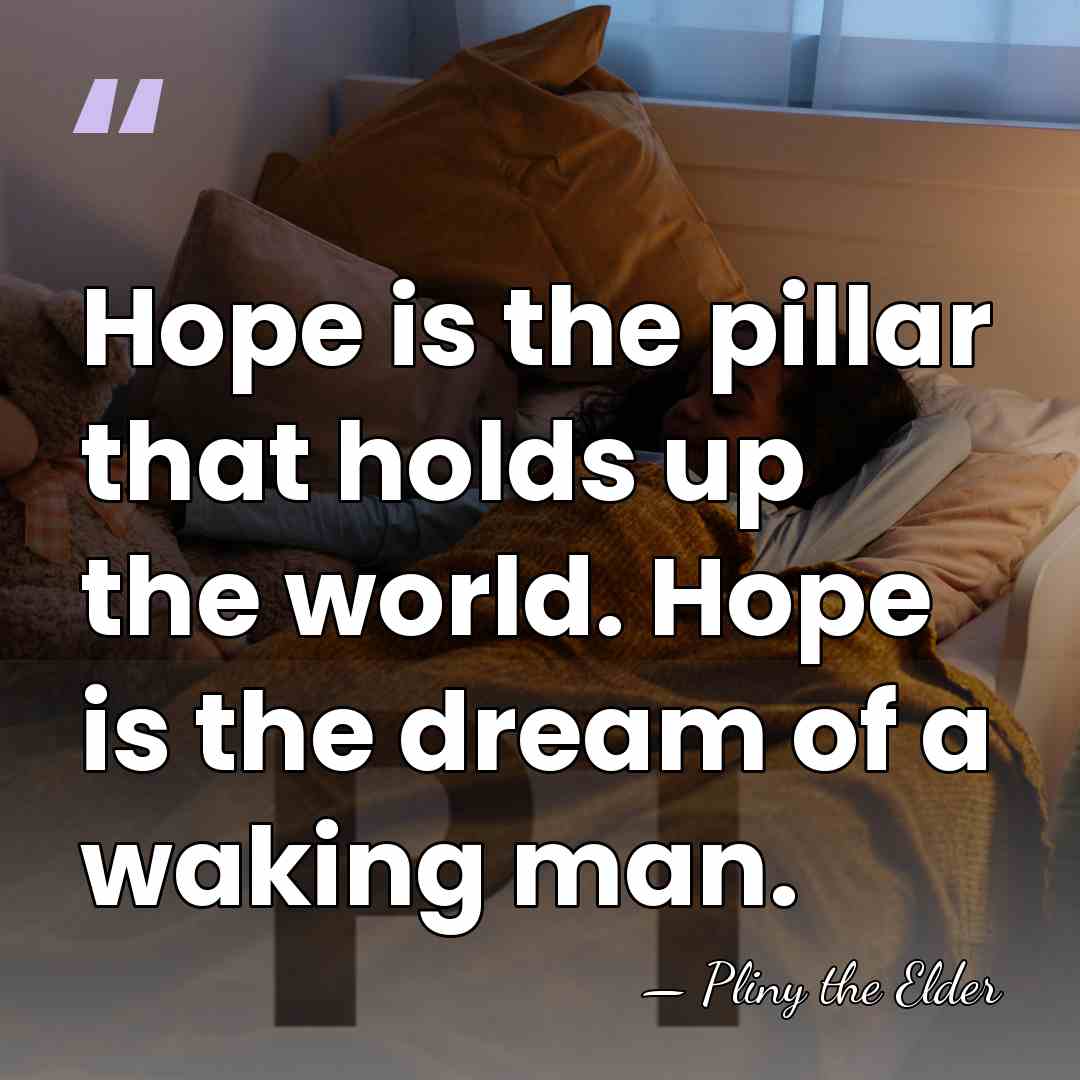 Hope is the pillar that holds up the world. Hope is the&hellip; - Pliny the Elder