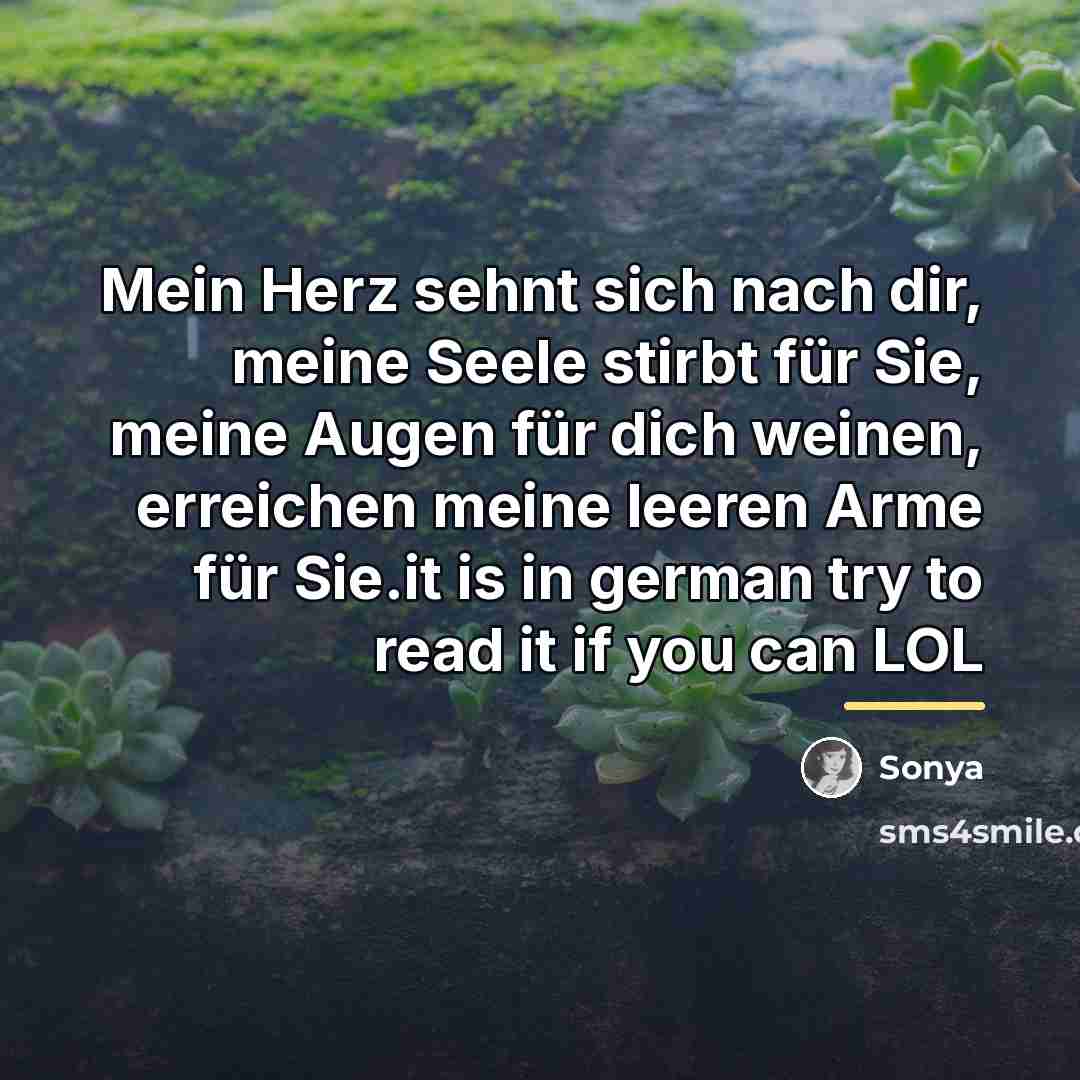 “Mein Herz sehnt sich nach dir, meine Seele stirbt für…” quote by Sonya
