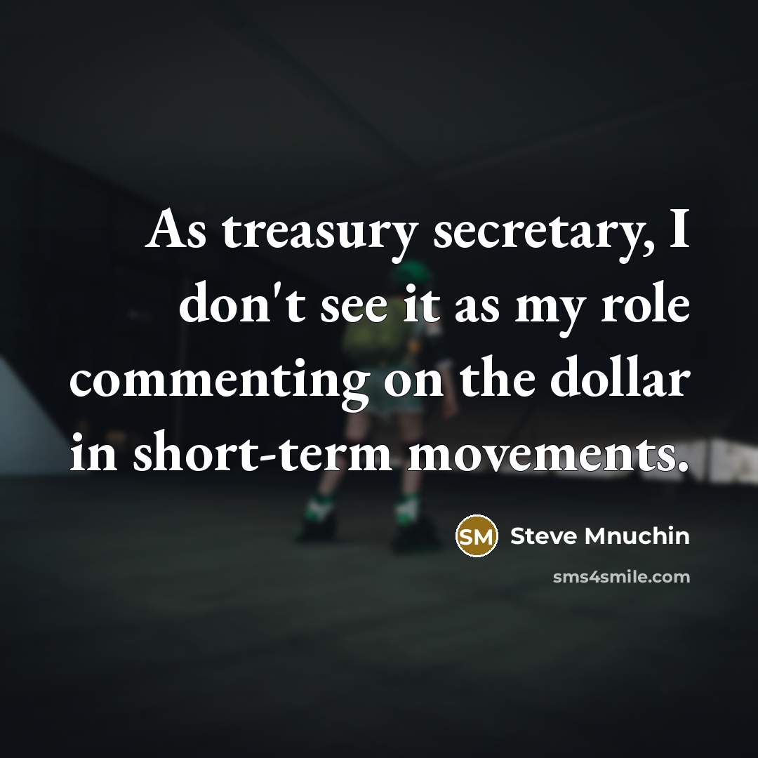 “As treasury secretary, I don't see it as my role…” quote by Steve Mnuchin