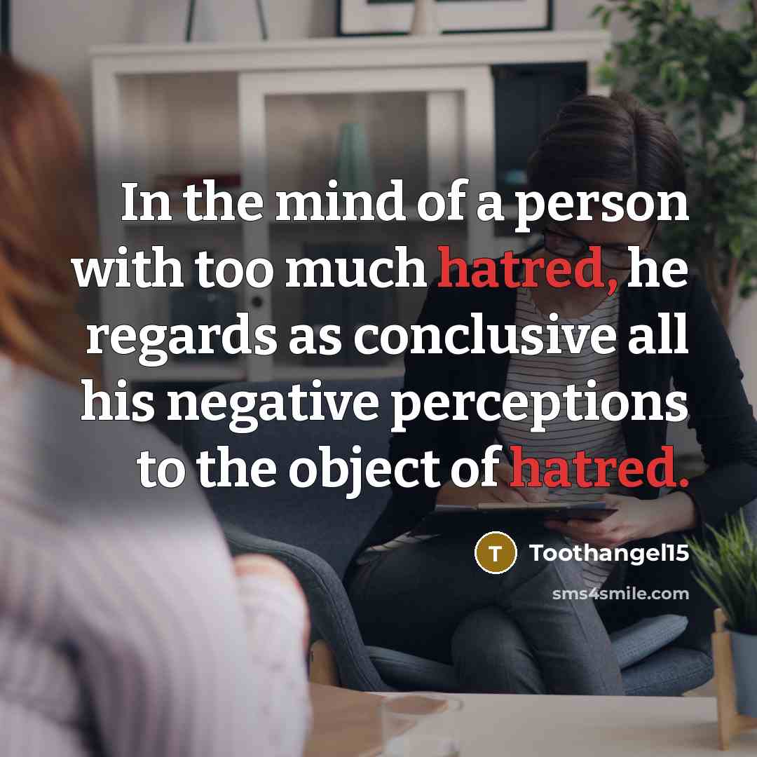 “In the mind of a person with too much hatred,…” quote by Toothangel15