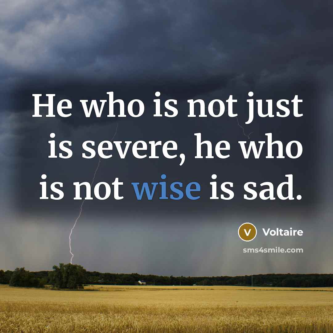 “He who is not just is severe, he who is…” quote by Voltaire