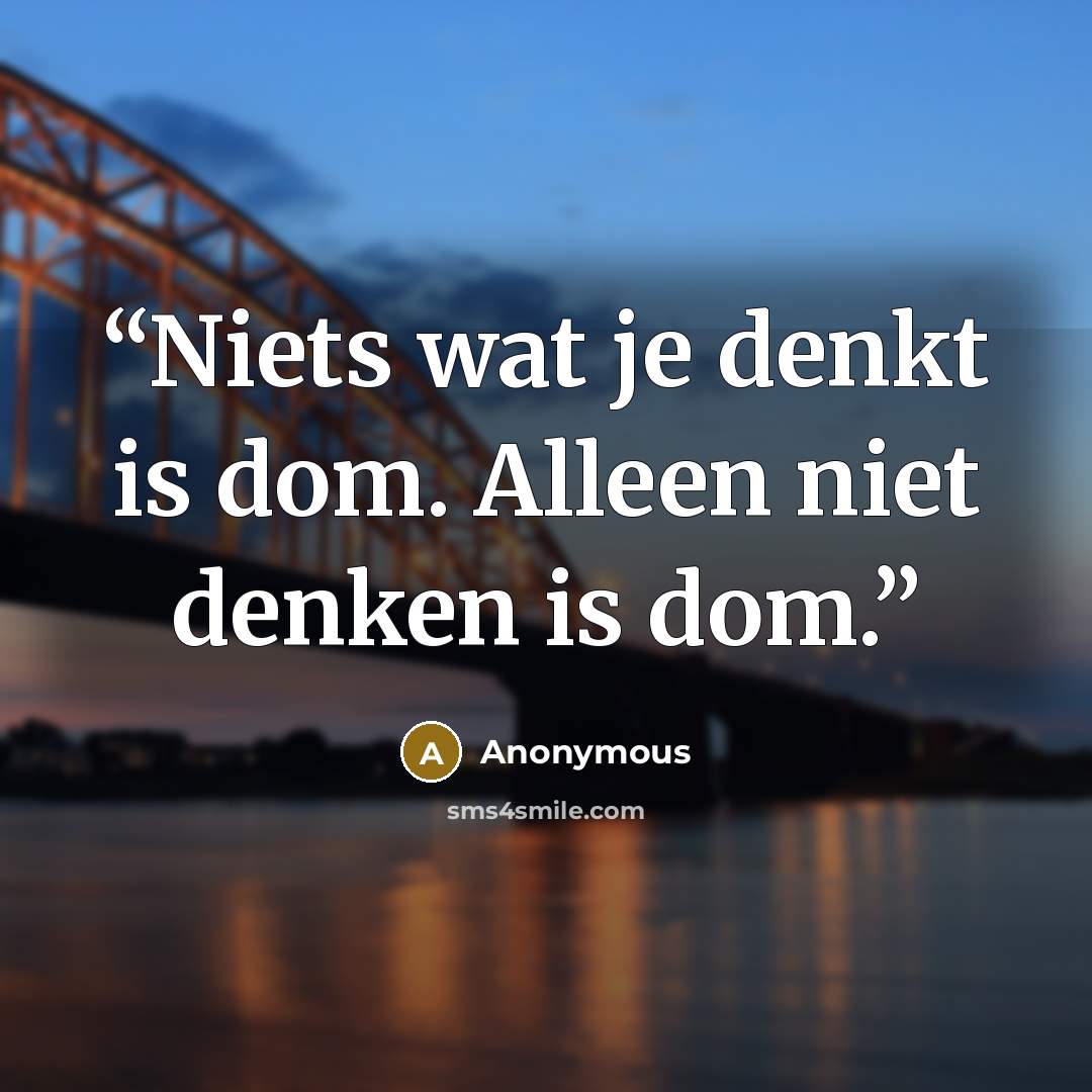 “Niets wat je denkt is dom. Alleen niet denken is dom.” quote by Anonymous