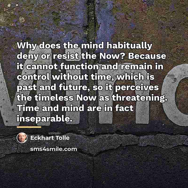 “Why does the mind habitually deny or resist the Now?…” quote by Eckhart Tolle