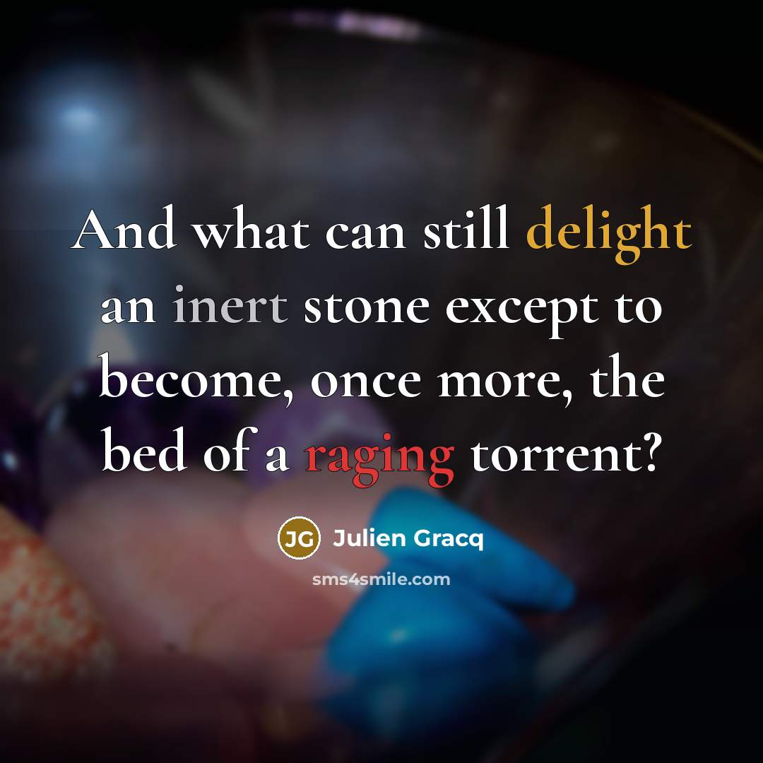 “And what can still delight an inert stone except to…” quote by Julien Gracq