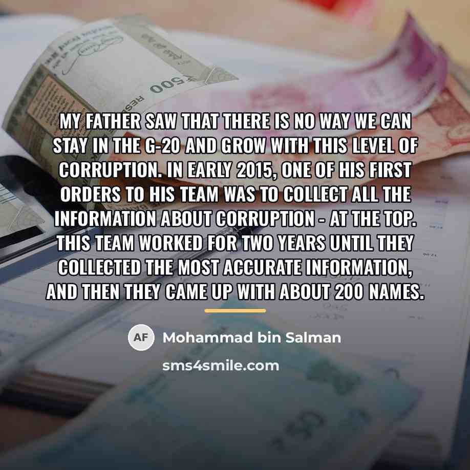 “My father saw that there is no way we can…” quote by Mohammad bin Salman