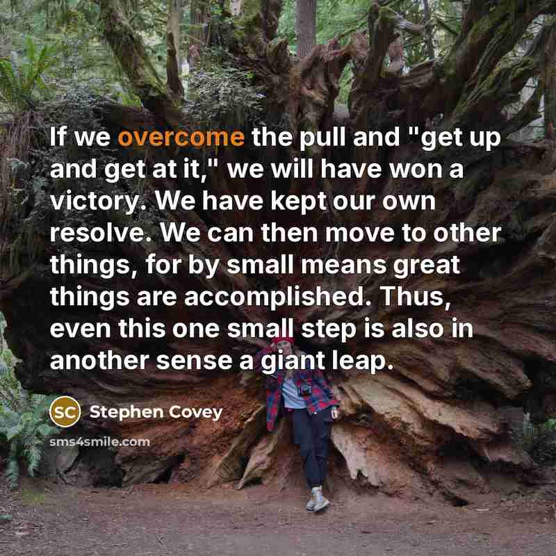 “If we overcome the pull and "get up and get…” quote by Stephen Covey