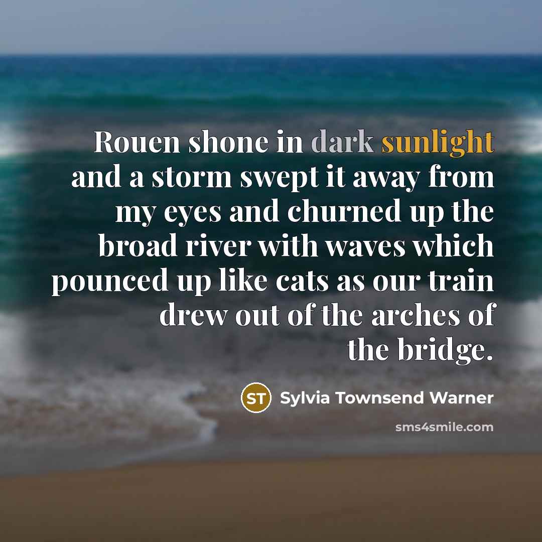 “Rouen shone in dark sunlight and a storm swept it…” quote by Sylvia Townsend Warner